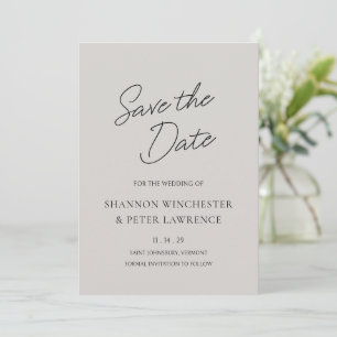 Save The Date Gris de galet minimal Mariage élégant
