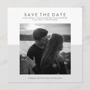 Save The Date Gris doux et minimal blanc Sauvegarder la date  Ph