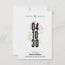 Gris Floral Enregistrer La Date Document A4