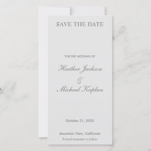 Save The Date Gris Mariage professionnel minimaliste simple
