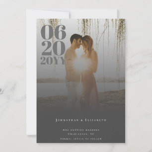 Save The Date Gris minimaliste Type Gras Photo