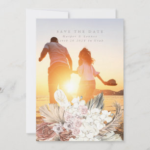 Save The Date Gris Pampas Herbe Floral Ultimate Tropical Jungle