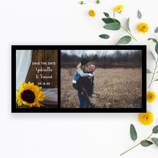 Save The Date Grotte de tournesol rustique Mariage en bois Enreg (Créateur téléchargé)