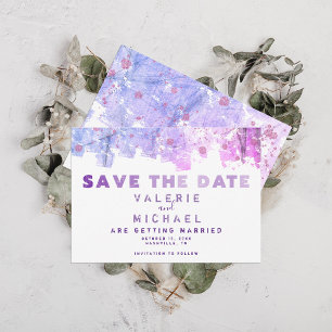 Save The Date Grunge artistique moderne Mariage rose et violet