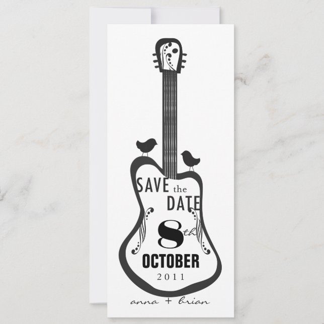 Save The Date Guitare avec Inséparables (Devant)