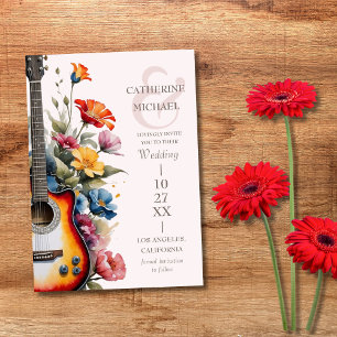 Save The Date Guitare Wildflower Esperluette Musical Mariage