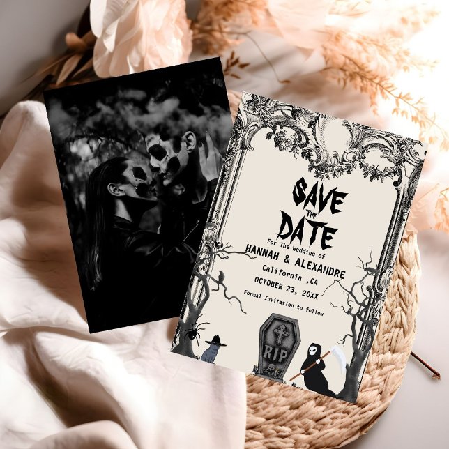 Save The Date Halloween Dark Moody Mariage gothique Enregistrer  (Créateur téléchargé)