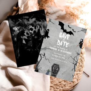 Save The Date Halloween Dark Moody Mariage gothique Enregistrer 