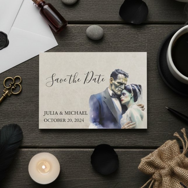Save the Date Halloween Frankenstein Bride Card (Creator Uploaded)