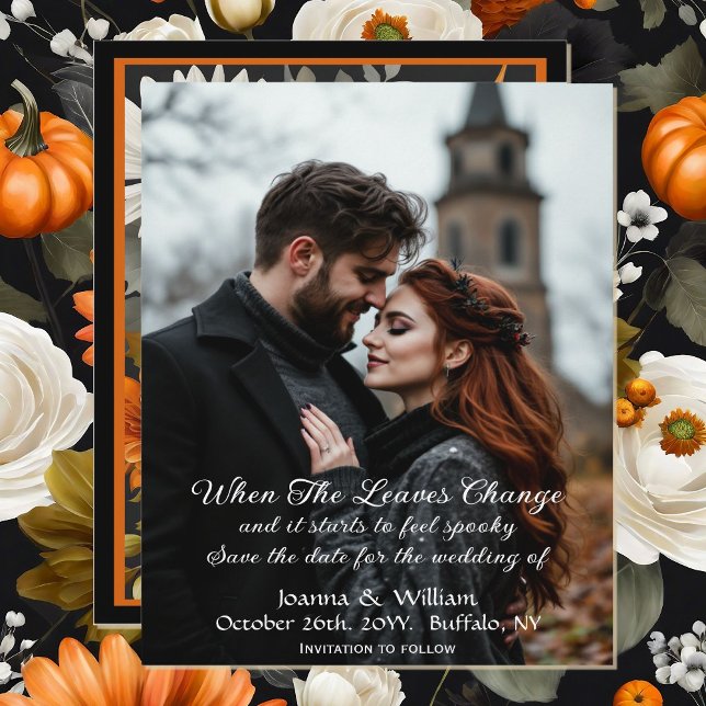 Save The Date Halloween Mariage à thème photo gothique florale (Créateur téléchargé)