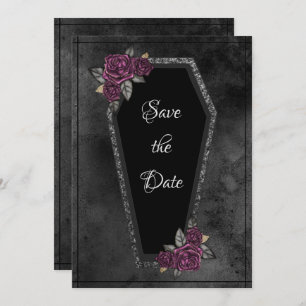 Save The Date Halloween Roses Gris Noir Café