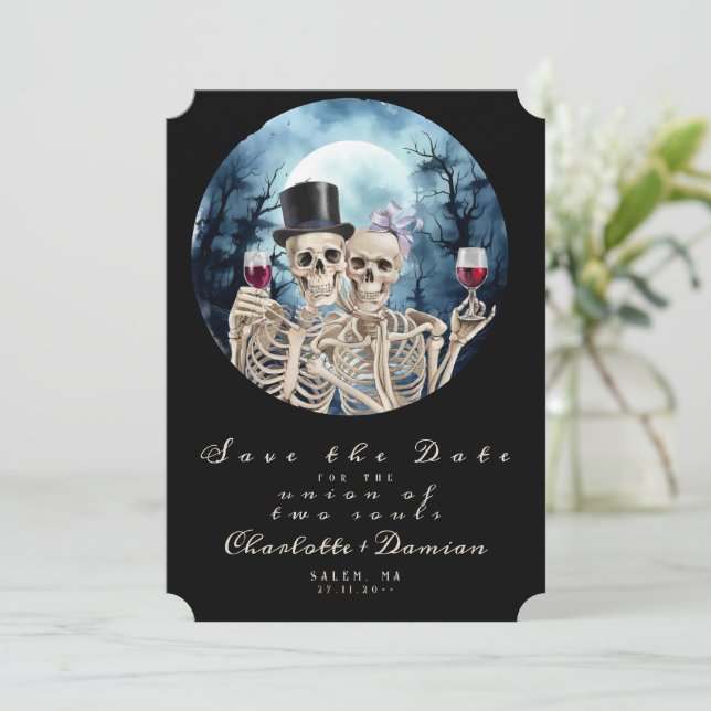 Save The Date Hallowen Gothic Skuls Tarot Le Mariage des amoureu (Debout devant)
