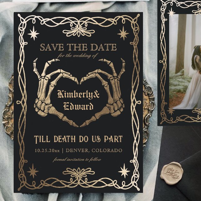 Save The Date Hallowing crâne gothique rétro enregistrer la date (Créateur téléchargé)