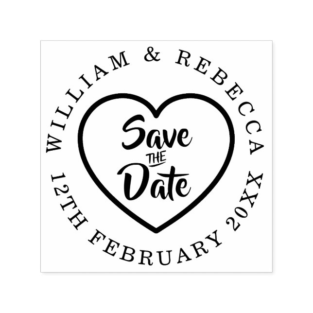 Save the Date Hand Script Heart Circular Self-inking Stamp (Design)
