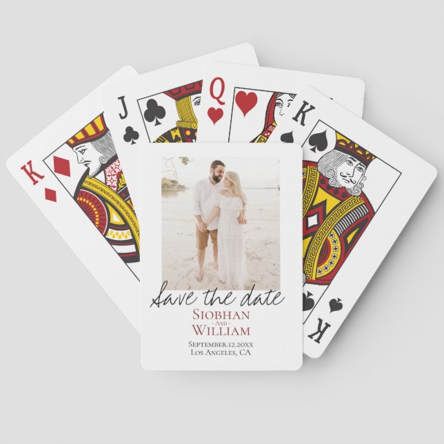 Save The Date Handwritten Personalized Photo Playing Cards (Back)