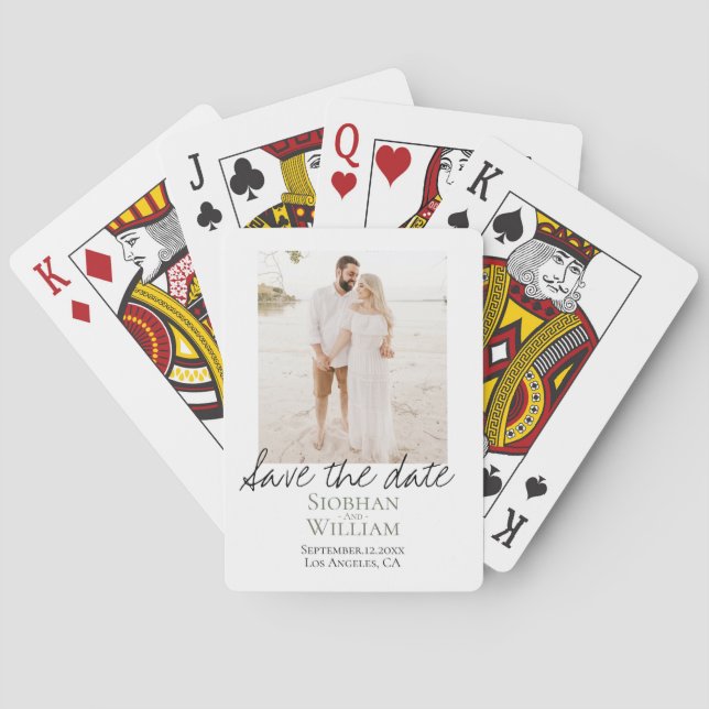Save The Date Handwritten Personalized Photo Playing Cards (Back)