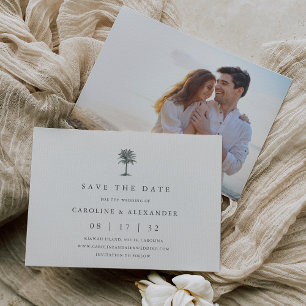 Save The Date Havana Palm   Élégante photo Vintage de palmier