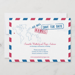 Save The Date Hawaii Air Mail Mariage Enregistrer La Date