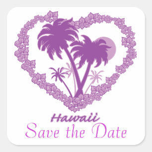 Save the Date Hawaii Square Sticker