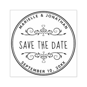 Save the Date Heart Create Your Own Return Address Rubber Stamp