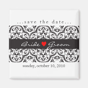 SAVE THE DATE :: heart & lace - black Magnet