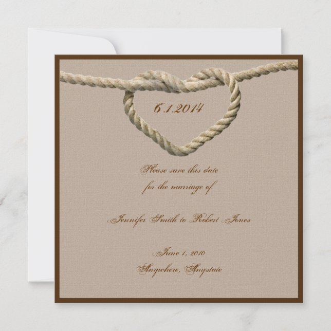 Save The Date Heart Love Knot Western Wedding Enregistrer la dat (Devant)