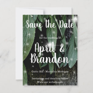 Save The Date Herbe botanique Boho feuille rustique Écriture en 