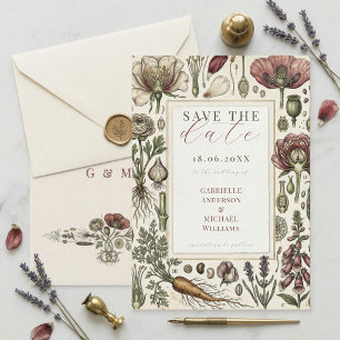 Save The Date Herbes Botaniques Vintage Légumes Enregistrez la D