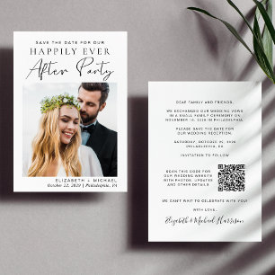 Save The Date Heureux Jamais après Mariage Photo QR Code Récepti