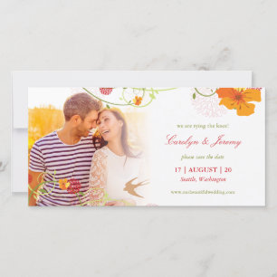 Save The Date Hibiscus Jaune Floral Fissures Et Hirondelles Phot