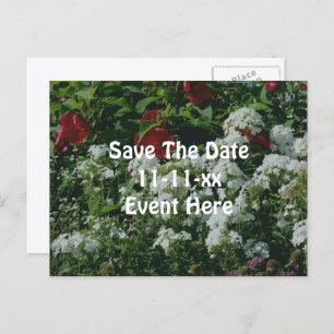 Save The Date Hibiscus Phlox Flower Garden Announcement Postcard