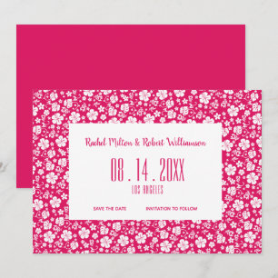 Save The Date Hibiscus Tropical Hot Pink Mariage