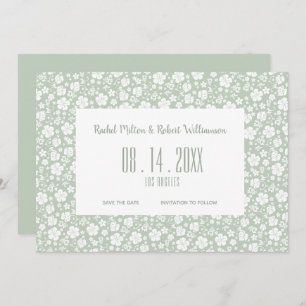 Save The Date Hibiscus Tropical Pale Green Mariage
