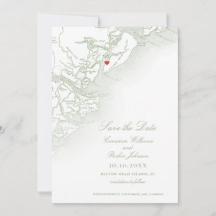 Save The Date Hilton Head SC Map Sage Green Mariage élégant