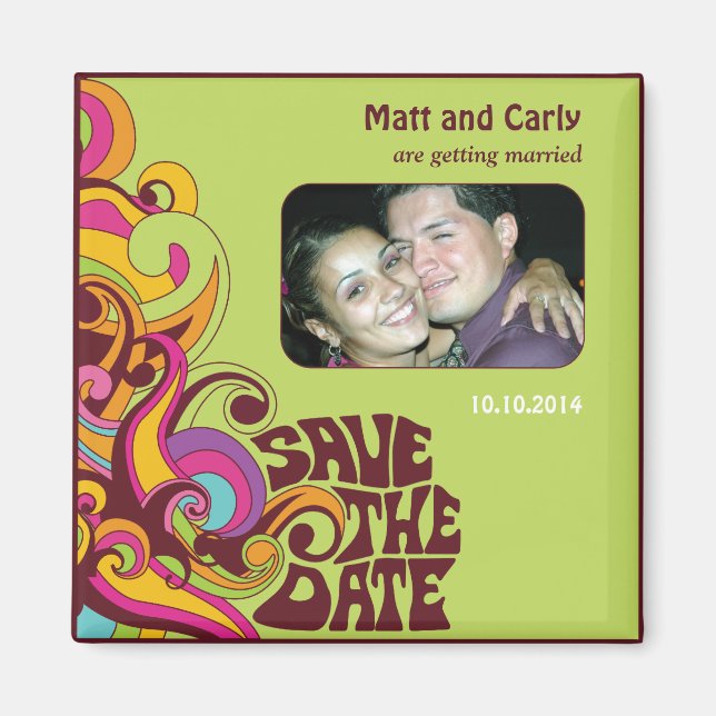 Save the Date Hippy Photo Magnet (Front)
