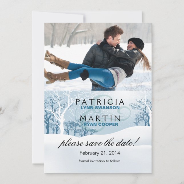 Save The Date Hiver neigeux Sauvez la date Photo - bleu glace (Devant)