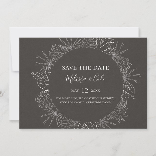 Save The Date Hiver rustique | Charcoal Horizontal Enregistrer l (Devant)