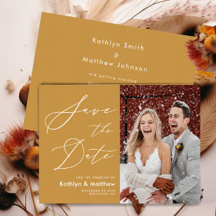 Save The Date Honey Gold Elegant Script Mariage photo moderne