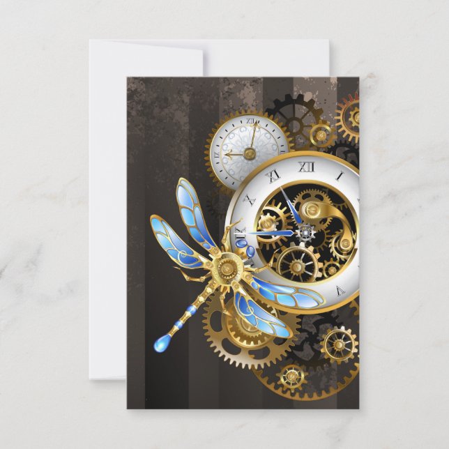 Save The Date Horloge à vapeur avec libellule mécanique (Devant)