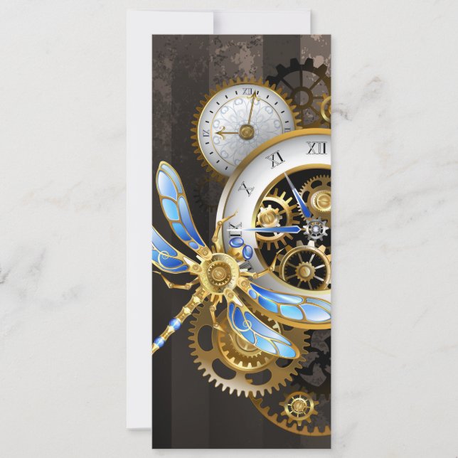 Save The Date Horloge à vapeur avec libellule mécanique (Devant)