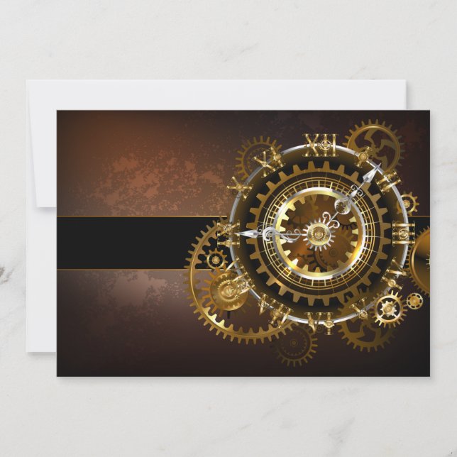 Save The Date Horloge Steampunk avec des engrenages anciens (Devant)