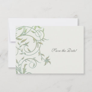 Save The Date Hors blanc avec des vignes vertes Mariage Sauvez l