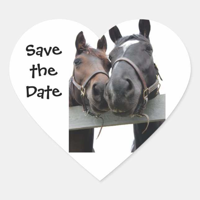 Save the Date Horse Country Wedding Heart Sticker (Front)