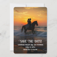Save the Date Horseback Riding Beach