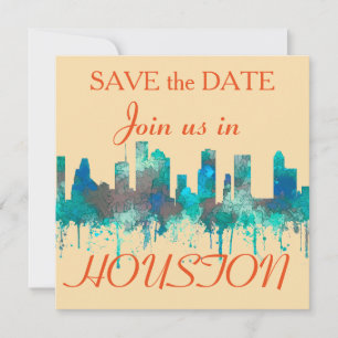 Save The Date Houston, Texas Skyline - SG Jungle