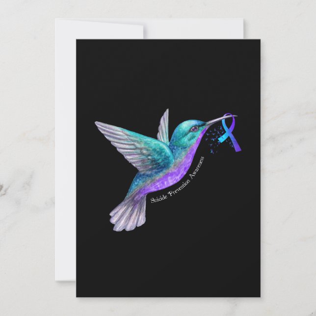 Save The Date Hummingbird Purple Blue Ribbon Prévention du suici (Devant)