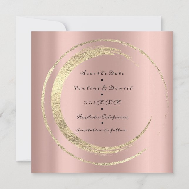 Save The Date Hummingbird Rose Golden Circles (Front)