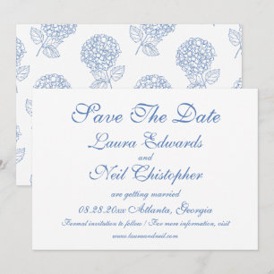 Save The Date Hydrangea Dusty Blue Floral Mariage moderne