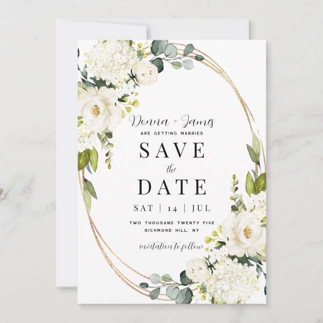 Save The Date Hydrangea & Mariage de verdure (Devant)