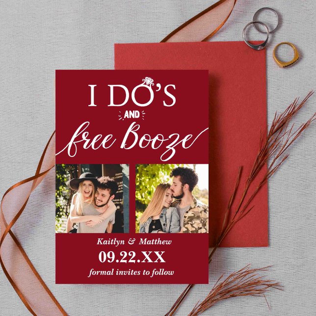 Save The Date I Do's & Free Booze Modern Wedding Enregistrer la  (Créateur téléchargé)